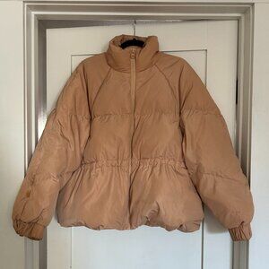 GANNI Whitman Puffer Down Jacket Beige Size 40